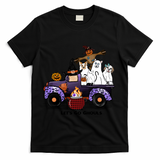 Let's Go Ghouls On Truck Funny Halloween Boo Witch Hat Cats Pumpkin Graphic T-Shirt