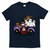 Let's Go Ghouls On Truck Funny Halloween Boo Witch Hat Cats Pumpkin Graphic T-Shirt