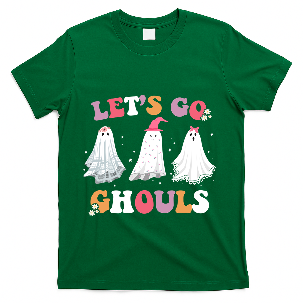 Lets Go Ghouls Cute Halloween Girl Squad T-Shirt - Green