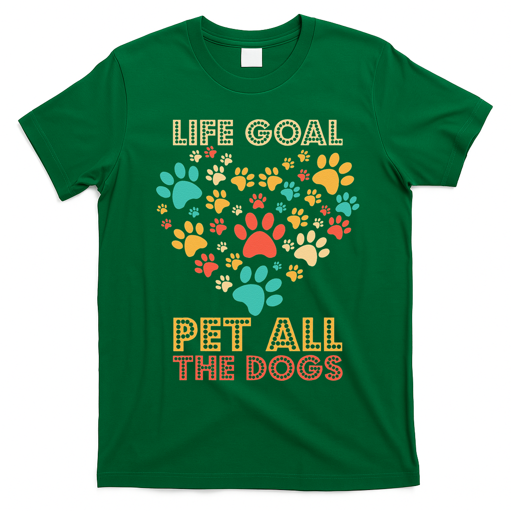 Life Goal Pet All The Dogs Vintage Funny Dog Lover T-Shirt - Irish Green