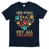 Life Goal Pet All The Dogs Vintage Funny Dog Lover T-Shirt - Navy Blue