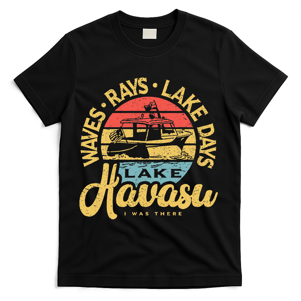 Lake Havasu Arizona Boat Sandbar Party Summer Vacation T-Shirt - Black