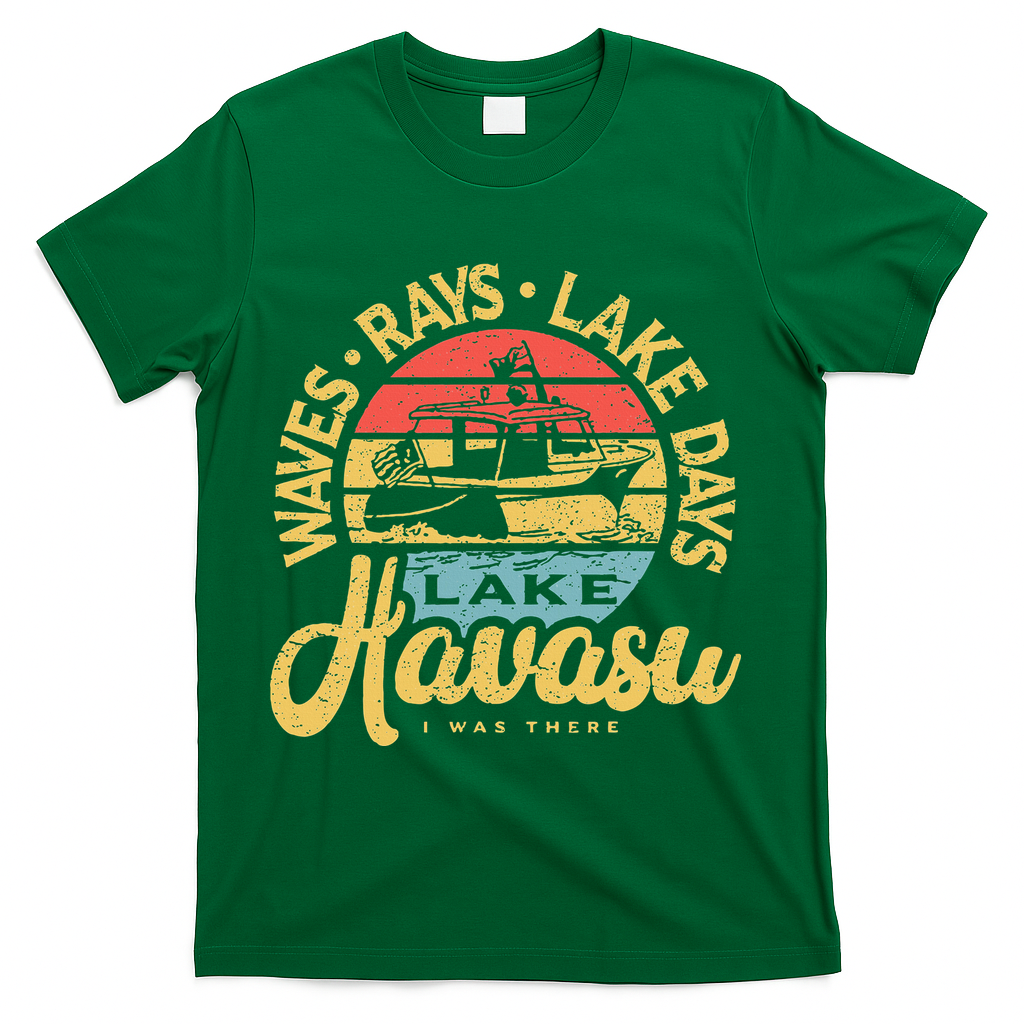 Lake Havasu Arizona Boat Sandbar Party Summer Vacation T-Shirt - Green