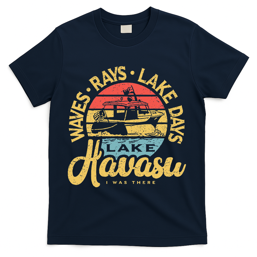 Lake Havasu Arizona Boat Sandbar Party Summer Vacation T-Shirt - Navy