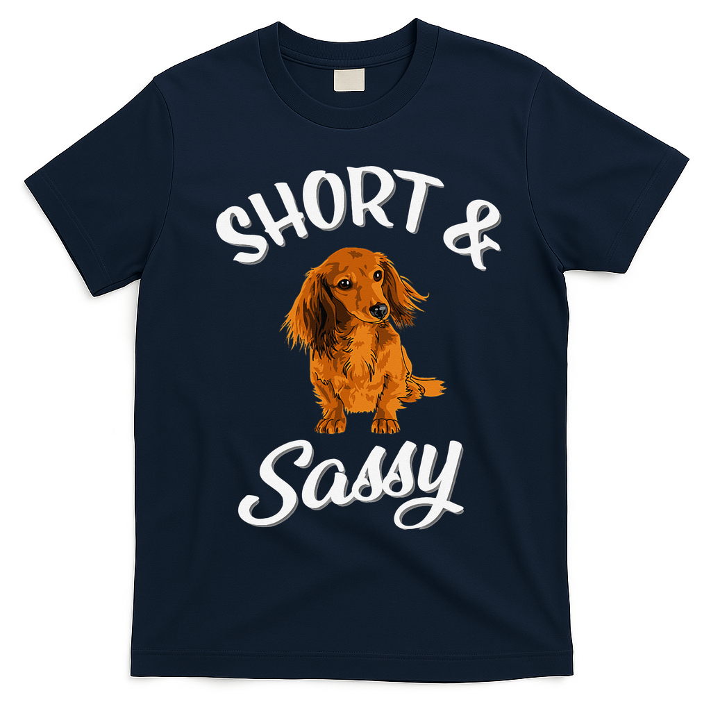 Long Haired Dachshund funny animal lovers T-Shirt - Navy Blue