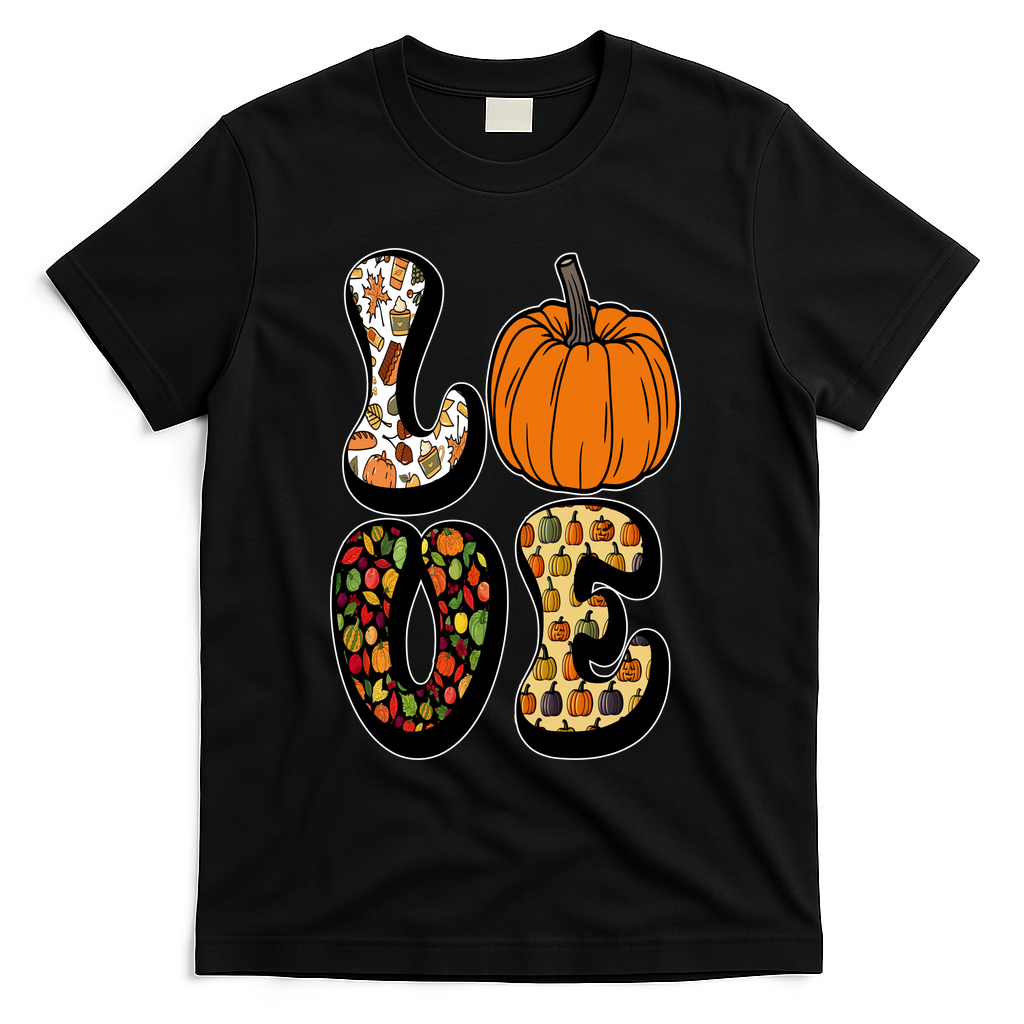 Love Halloween Pumpkin Cute T-Shirt - Black