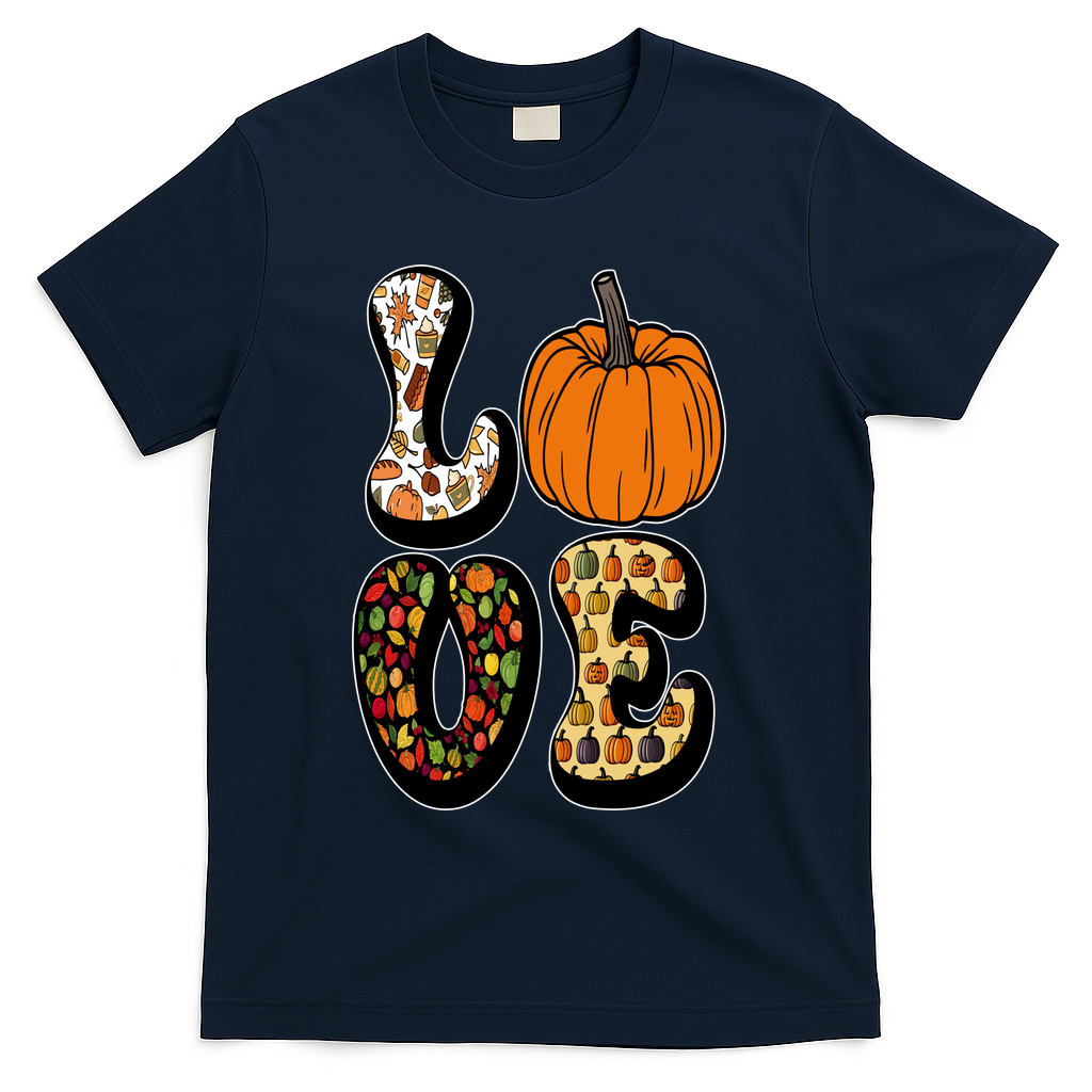 Love Halloween Pumpkin Cute T-Shirt - Navy