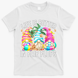 Life Is Better In Flip Flops For Beach Girls Summer Gnomes T-Shirt - White
