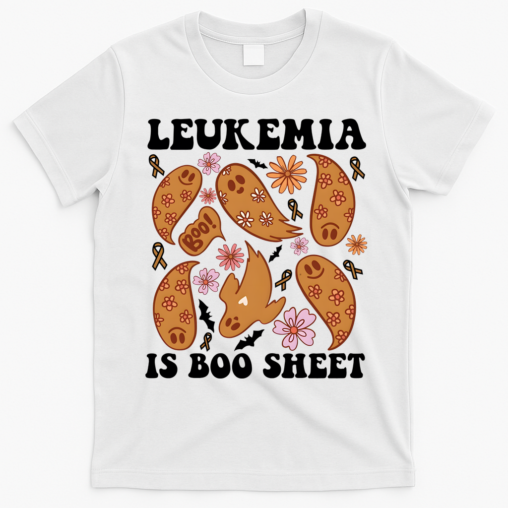 Leukemia Is Boo Sheet Leukemia Cancer Awareness T-Shirt - White
