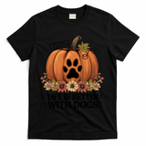 Life Is Better With Dogs Fall Pumpkins T-Shirt - Black