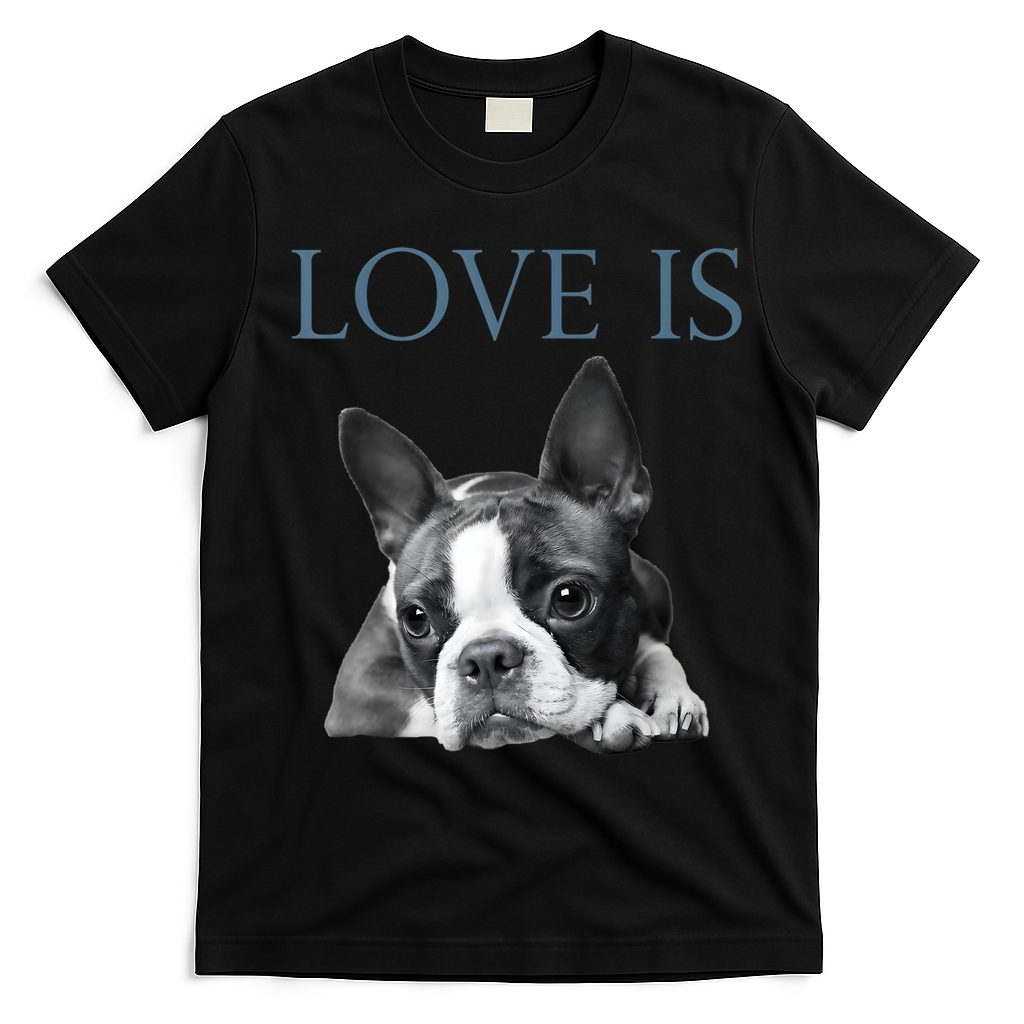 Love Is Boston Terrier Bostie T-Shirt - Black