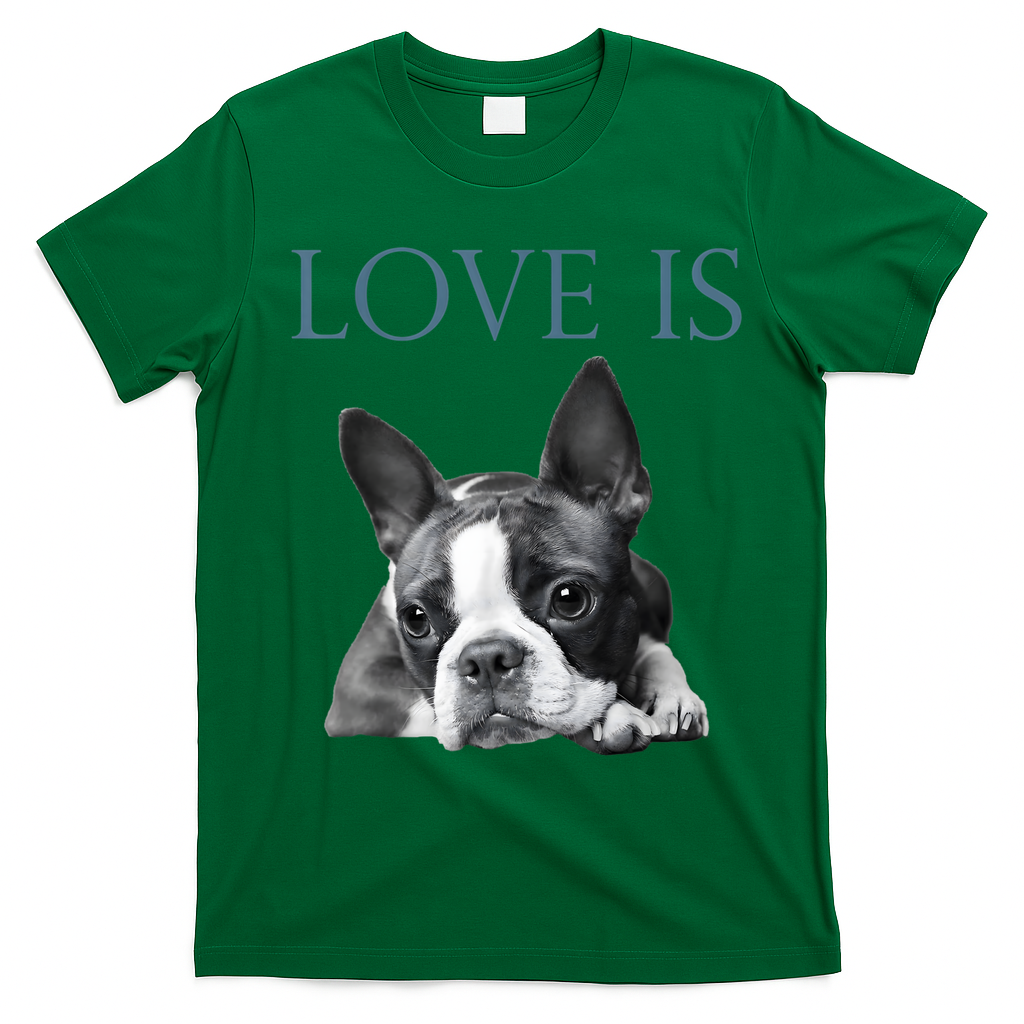 Love Is Boston Terrier Bostie T-Shirt - Irish Green