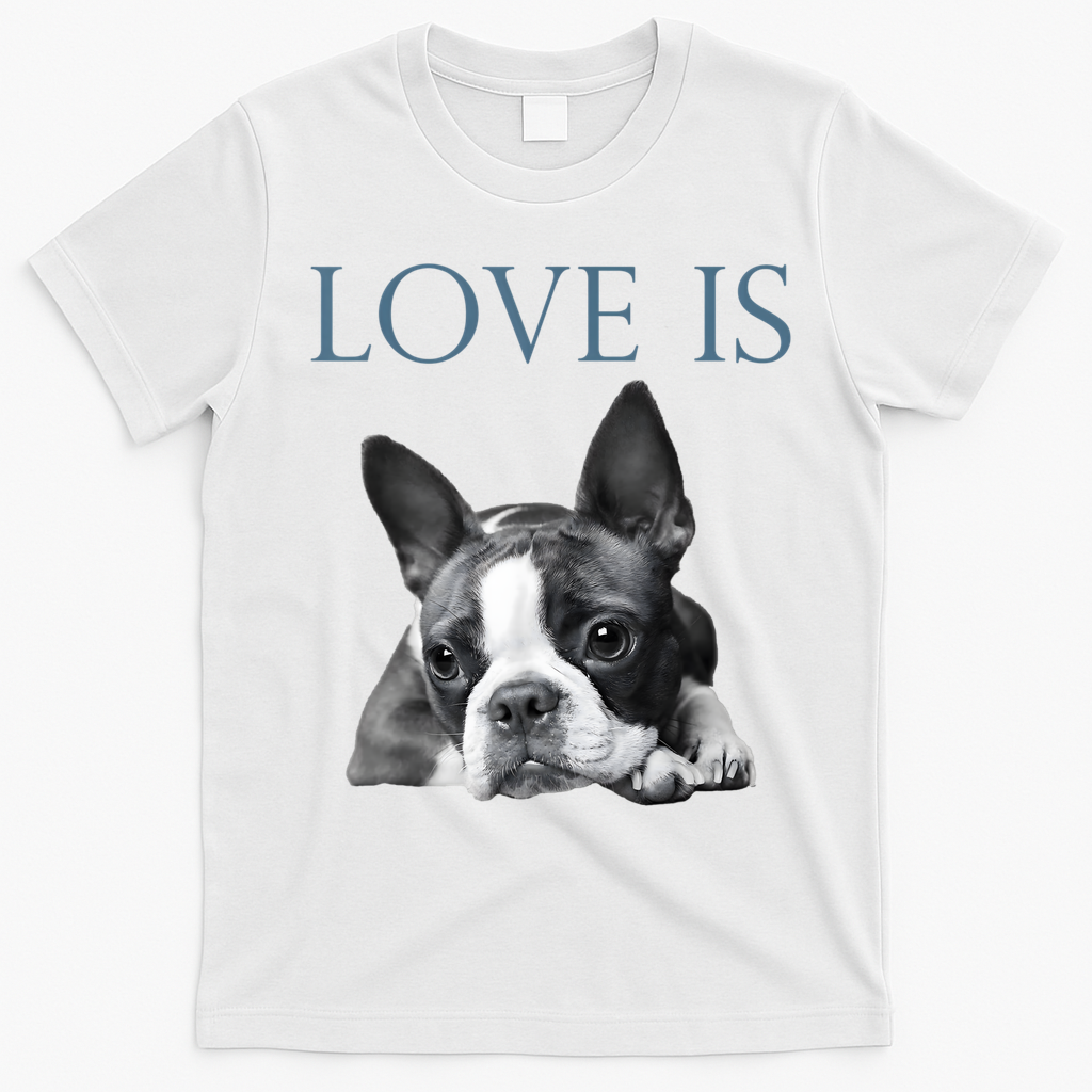 Love Is Boston Terrier Bostie T-Shirt - White