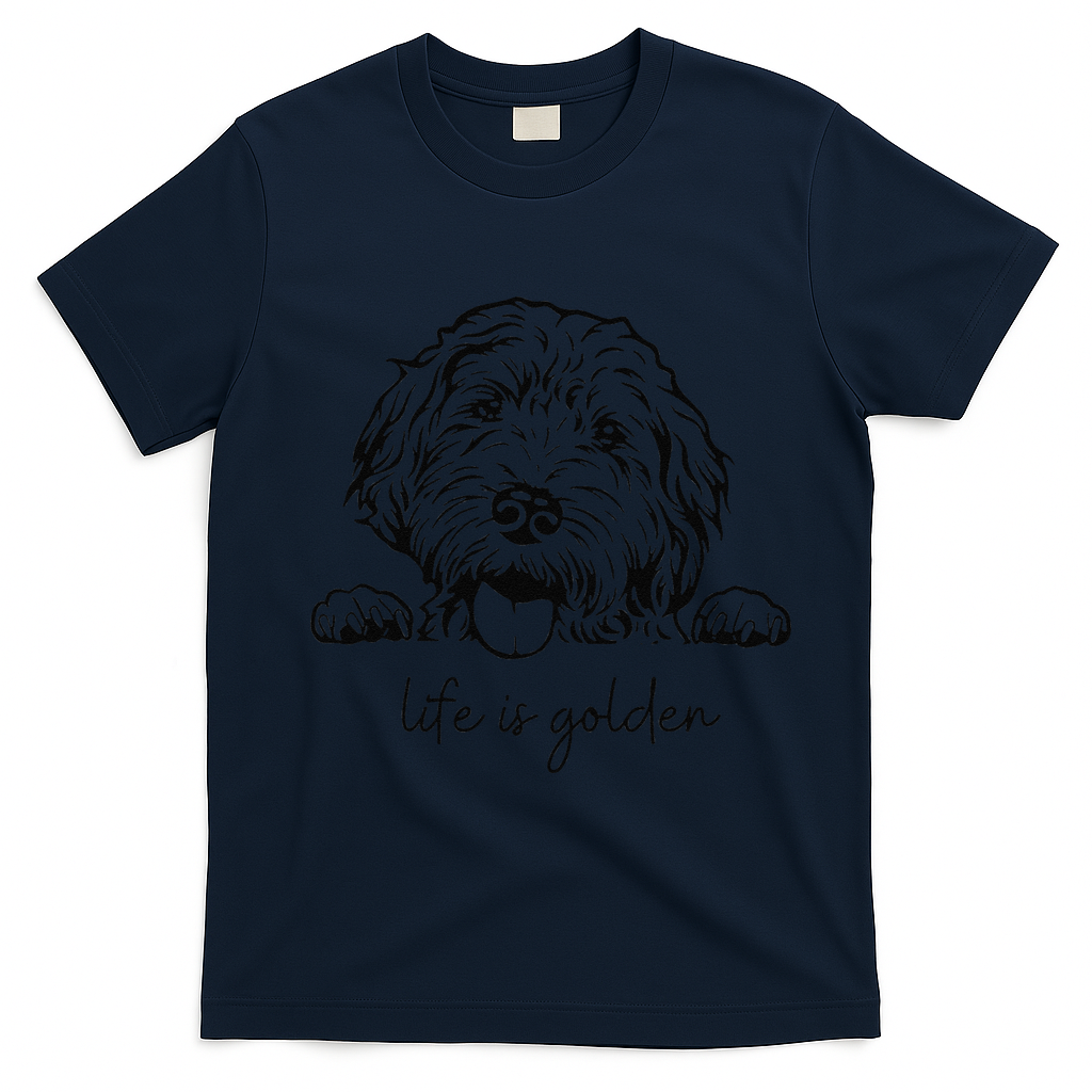 Life Is Golden Dog Mom Goldendoodle Mama Mothers Day Gift T-Shirt - Navy Blue