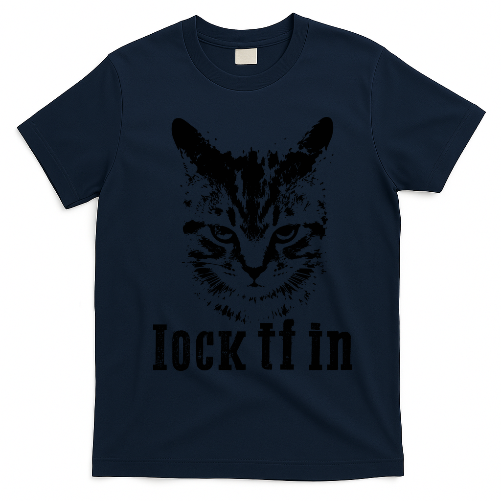 Lock It In: Fierce Cat T-Shirt - Navy Blue