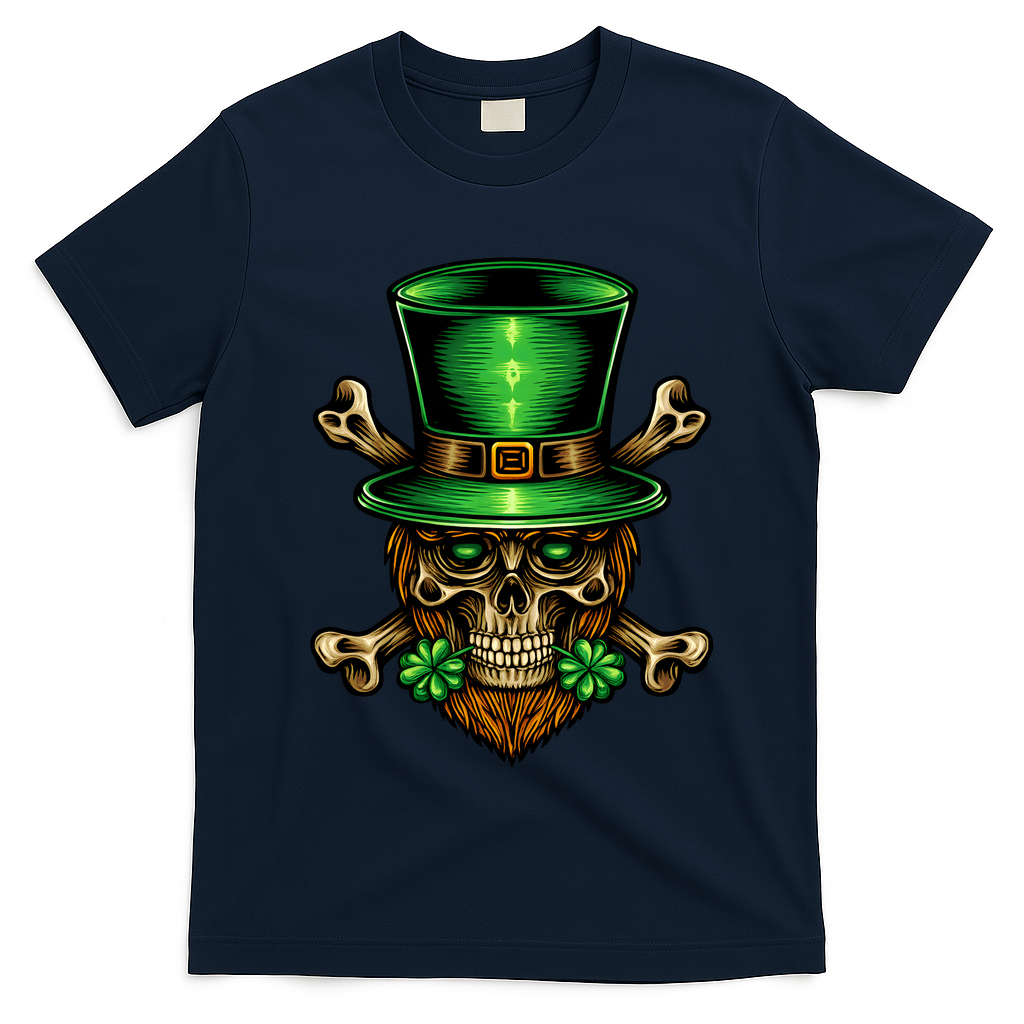 Leprechaun Irish Skull Clover T-Shirt