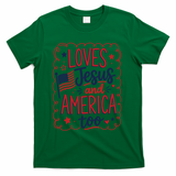Loves Jesus And America Too T-Shirt - Green