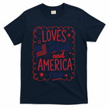 Loves Jesus And America Too T-Shirt - Navy
