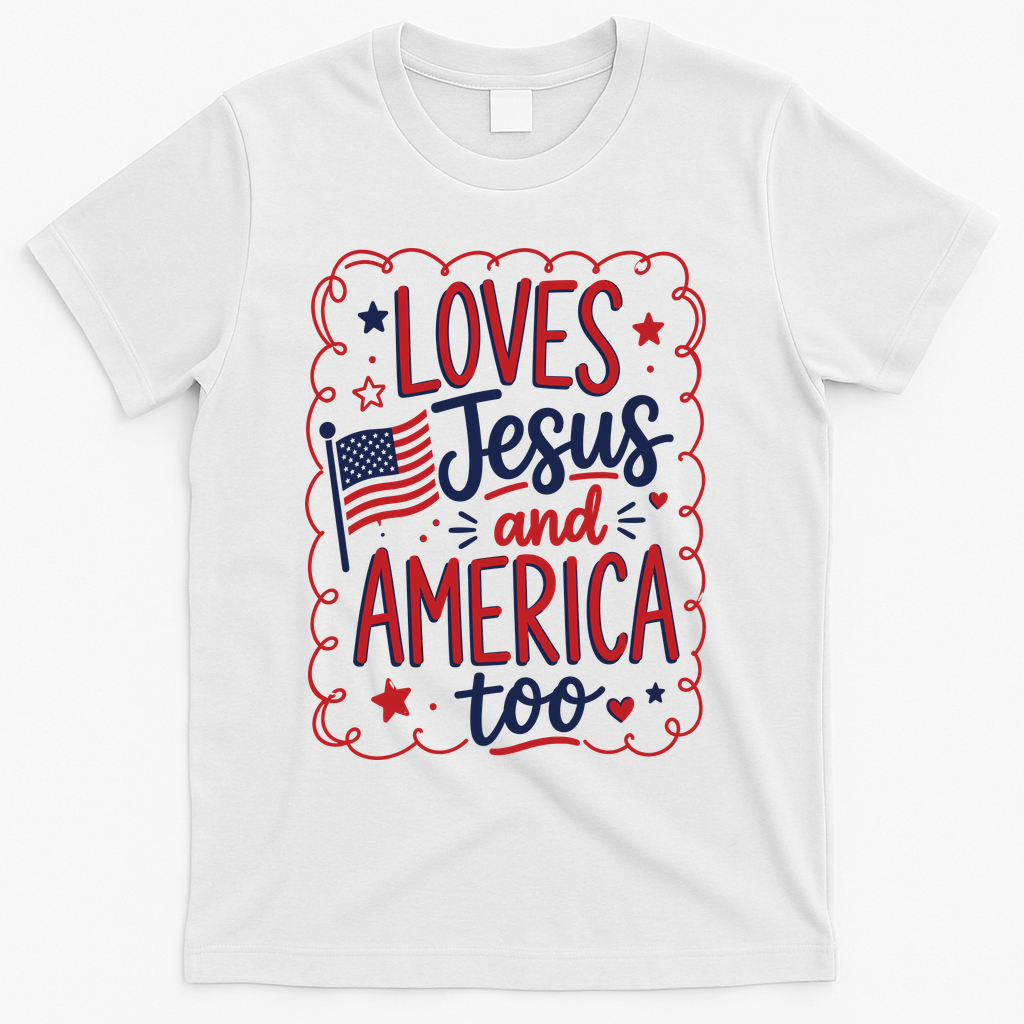 Loves Jesus And America Too T-Shirt - White