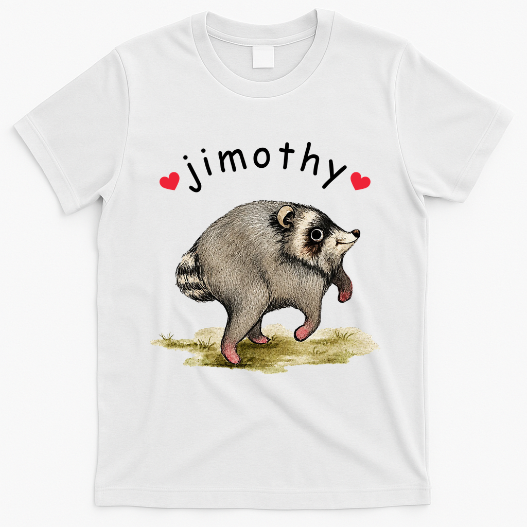 Love Jimothy Raccoon Seattle Feral Funny Trash Panda T-Shirt - White
