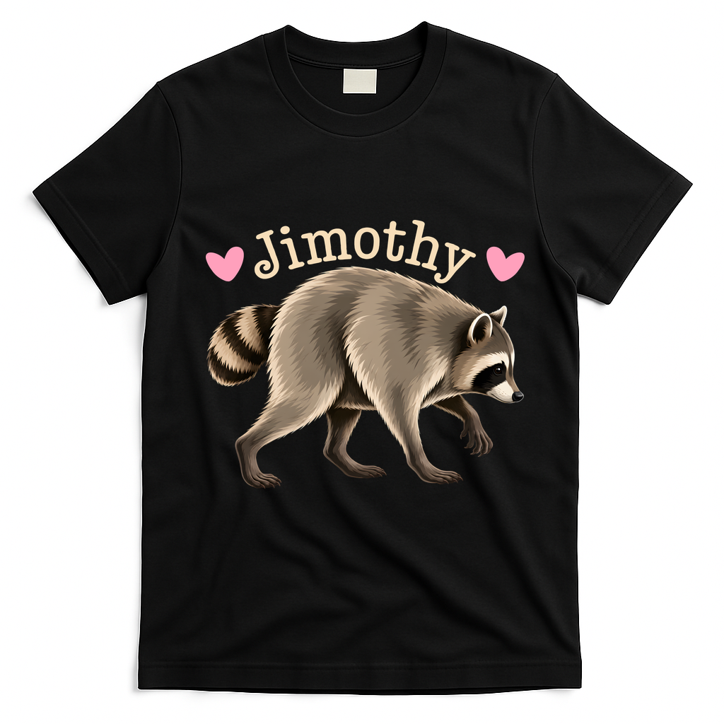 Love Jimothy The Raccoon Funny Viral Meme T-Shirt - Black