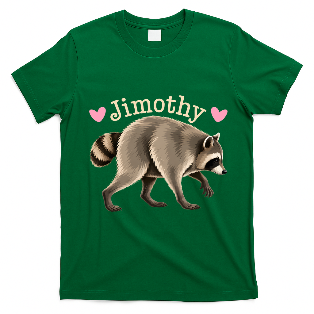 Love Jimothy The Raccoon Funny Viral Meme T-Shirt - Irish Green