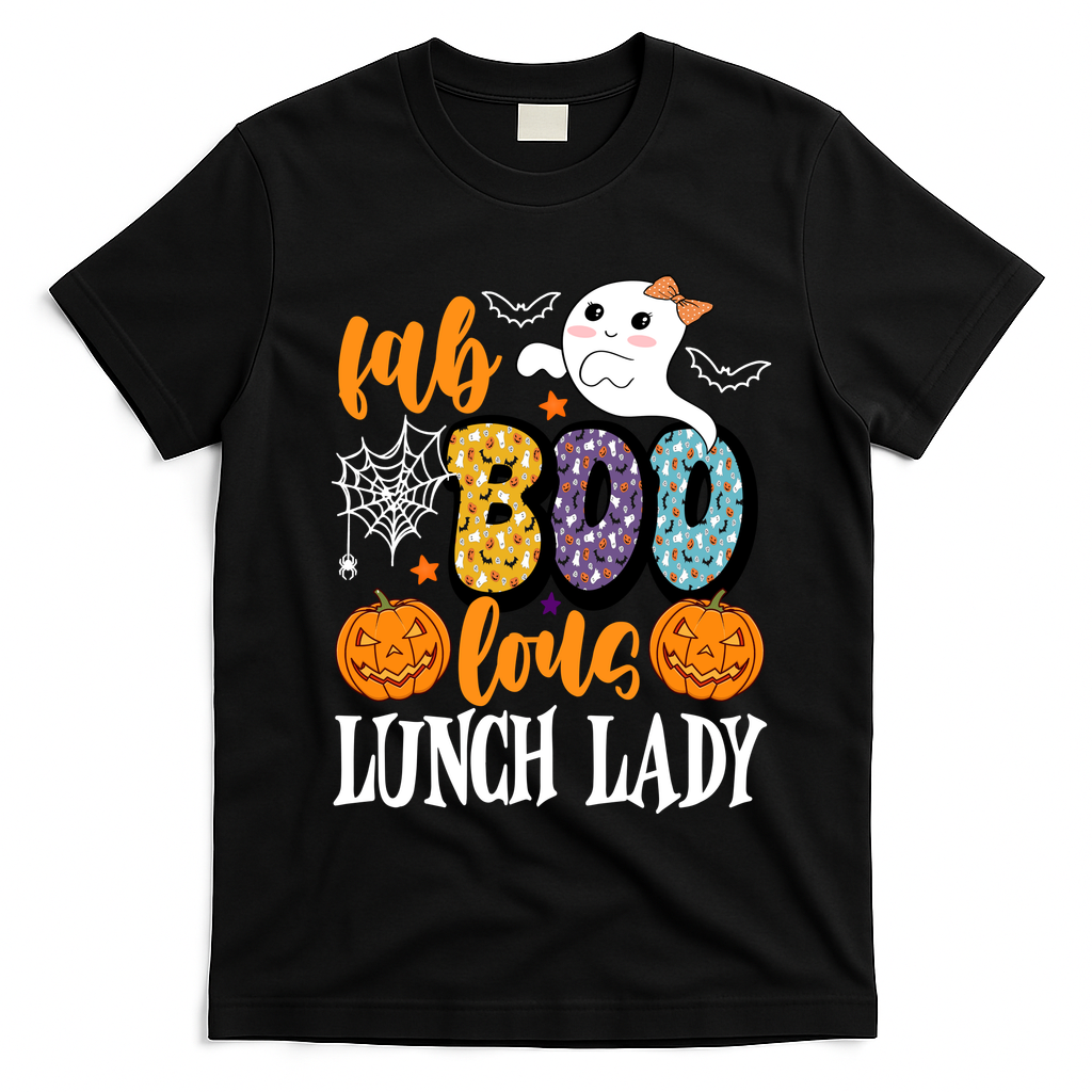 Lunch Lady Boo Halloween Festive Cute T-Shirt - Black