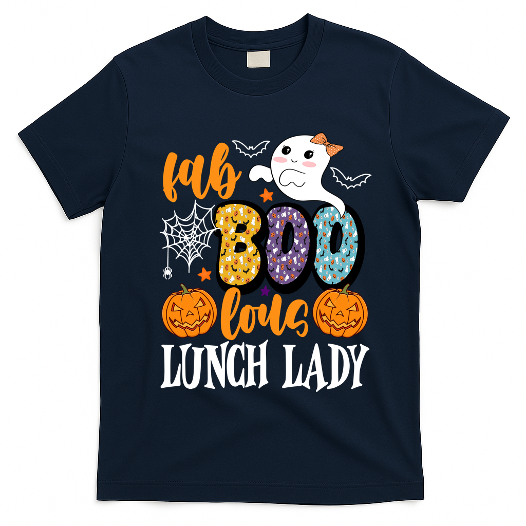Lunch Lady Boo Halloween Festive Cute T-Shirt - Navy Blue
