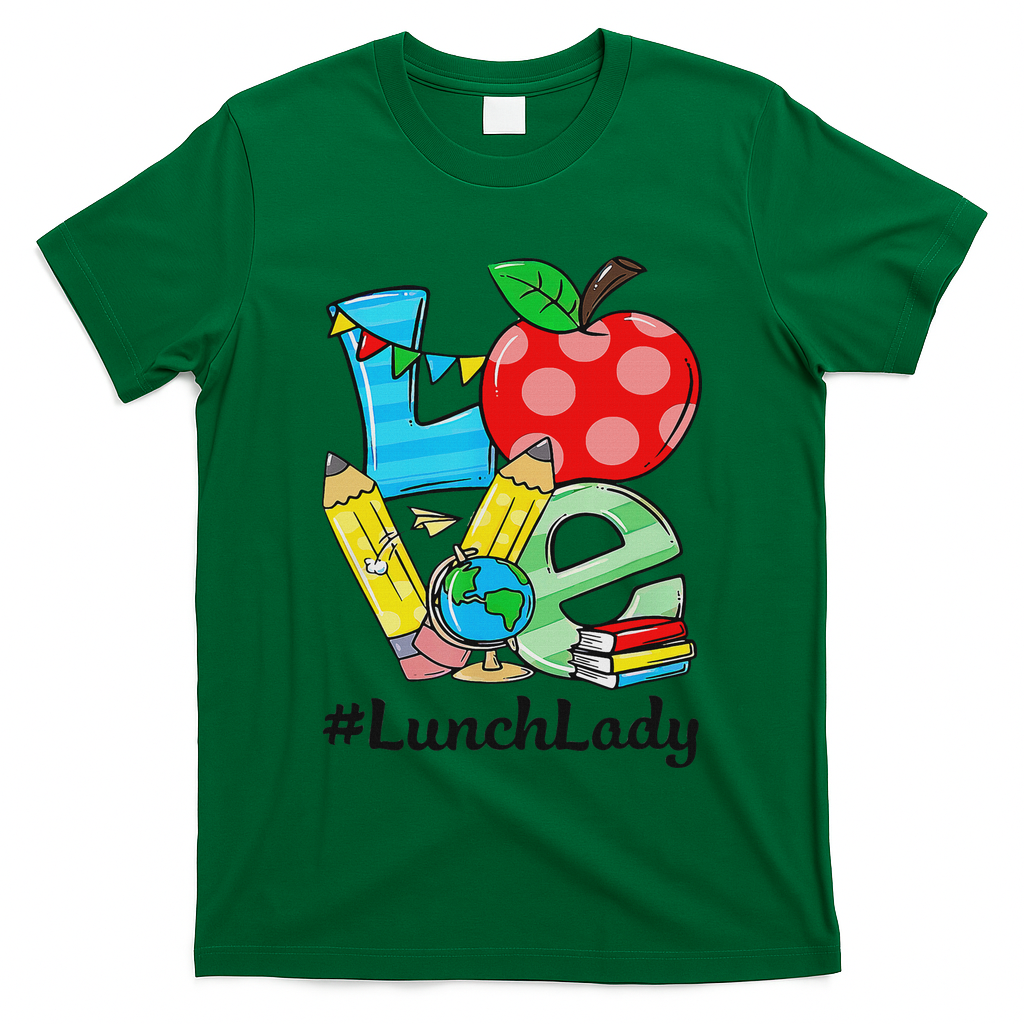 Love Lunch Lady Apples Back To School Cafeteria Worker T-Shirt