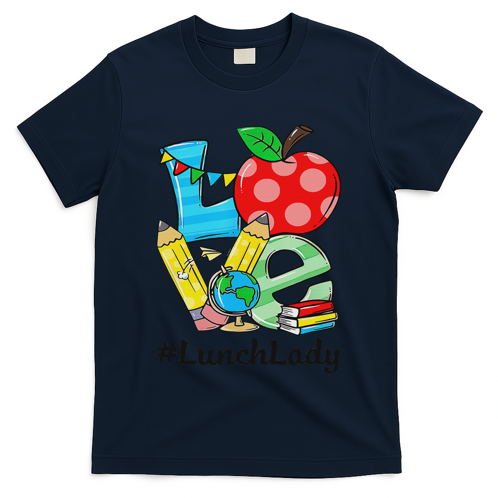 Love Lunch Lady Apples Back To School Cafeteria Worker T-Shirt