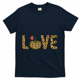 Love Leopard Pumpkin Autumn Design T-Shirt - Navy