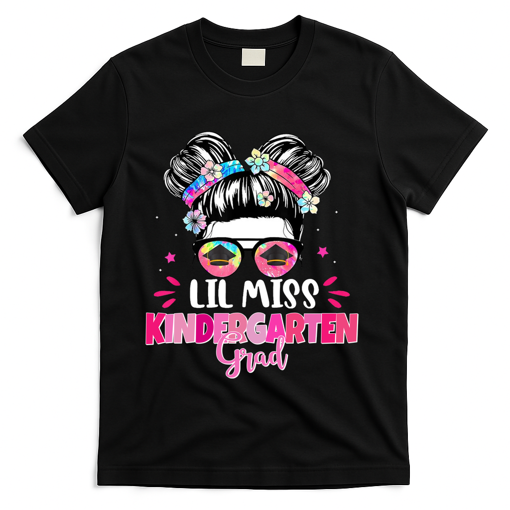 Lil Miss Kindergarten Grad Last Day Of School T-Shirt - Black