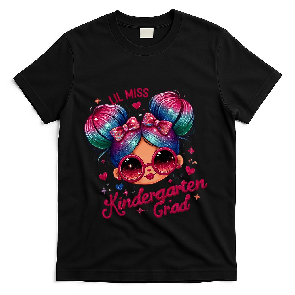 Lil Miss Kindergarten Grad Graduation Last Day Kindergarten T-Shirt - Black