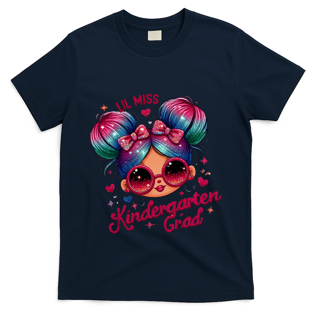 Lil Miss Kindergarten Grad Graduation Last Day Kindergarten T-Shirt - Navy