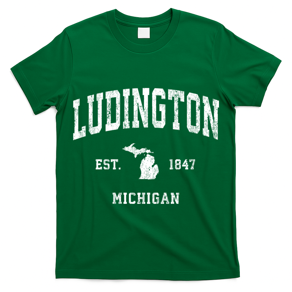 Ludington Michigan Mi Vintage Established Athletic Sports Design T-Shirt