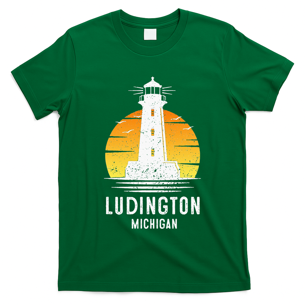 Ludington Michigan Retro Vintage Lighthouse Idea Gifts T-Shirt