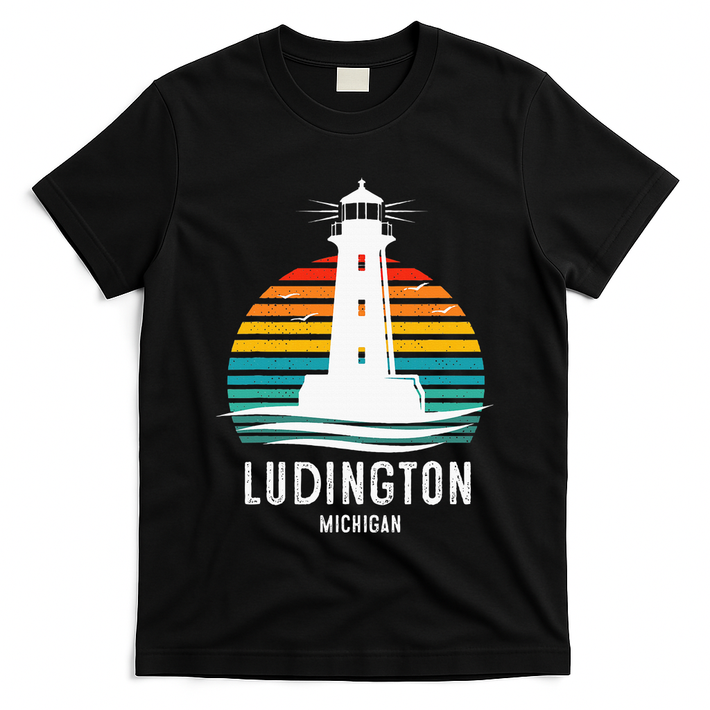 Ludington Michigan Retro Vintage Lighthouse Idea T-Shirt