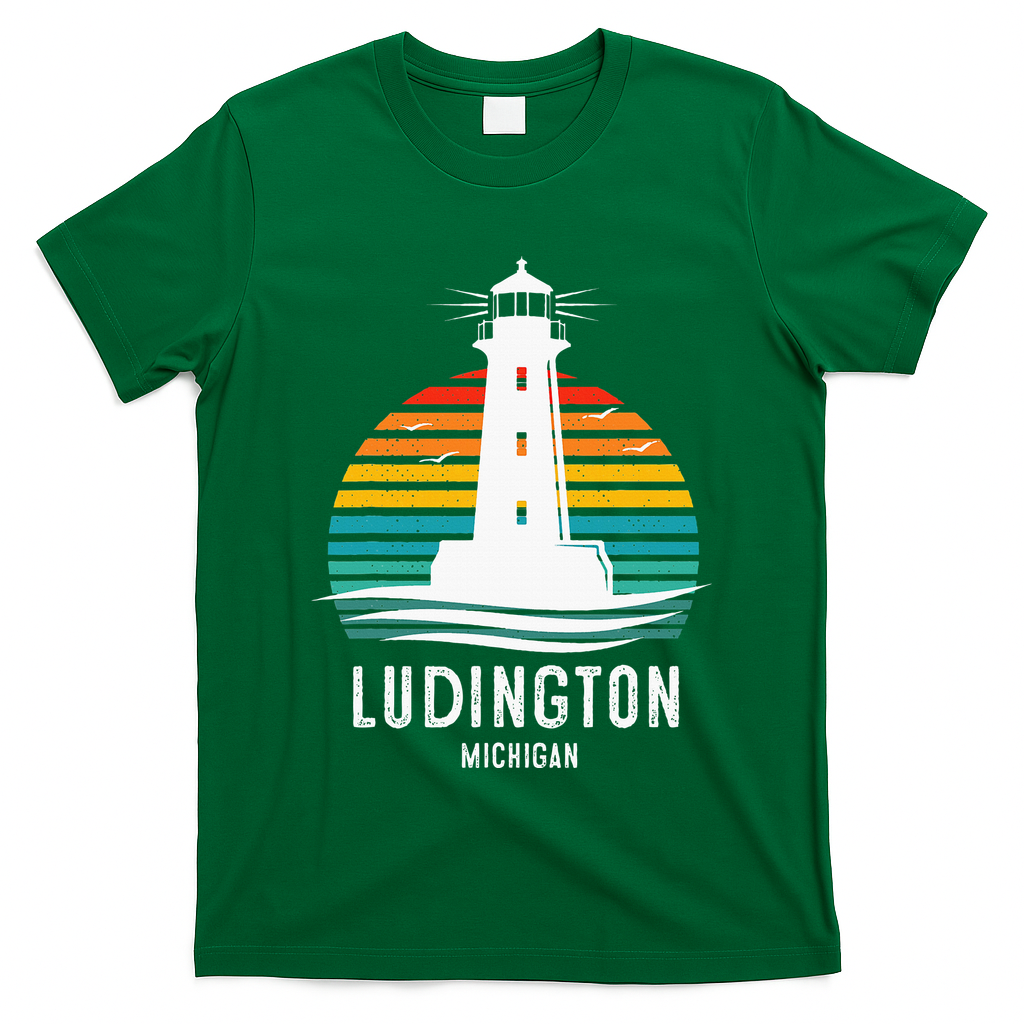Ludington Michigan Retro Vintage Lighthouse Idea T-Shirt