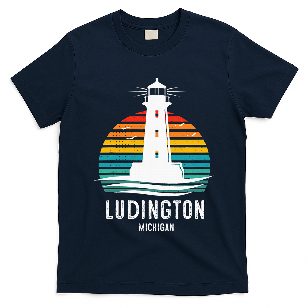 Ludington Michigan Retro Vintage Lighthouse Idea T-Shirt
