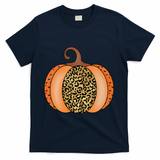 Leopard Pumpkin Fall Holiday T-Shirt - Navy