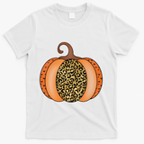 Leopard Pumpkin Fall Holiday T-Shirt - White