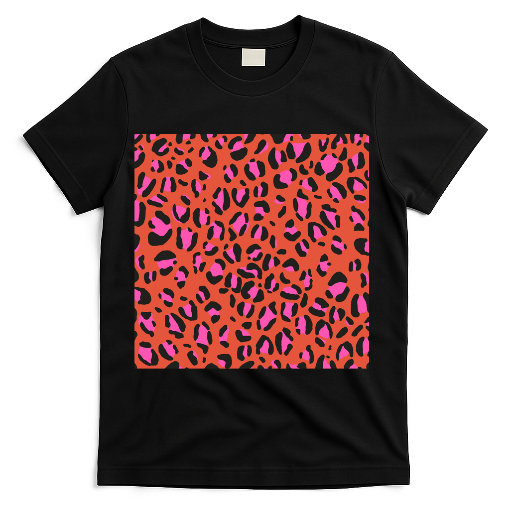 Leopard Print in Orange and Pink - Black