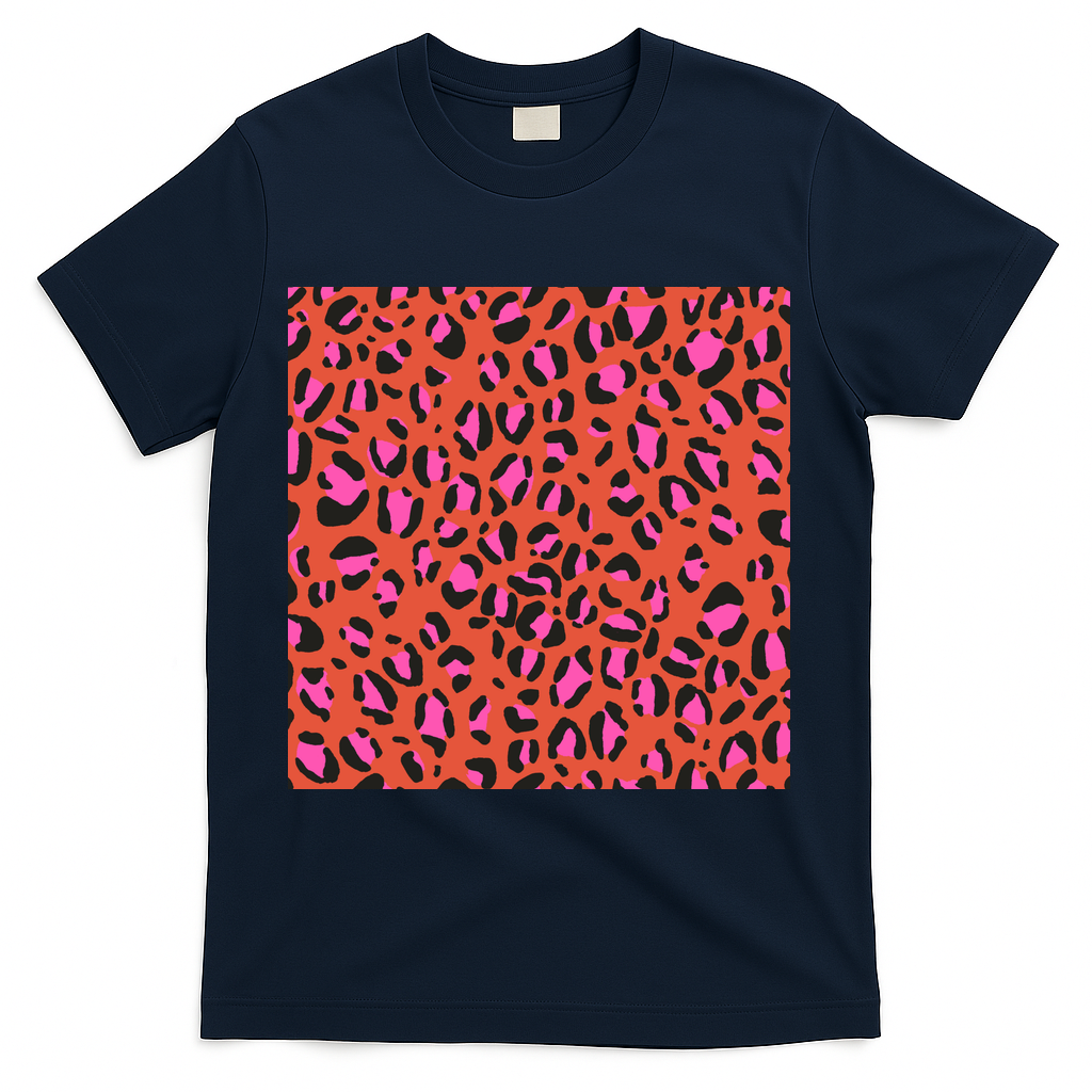 Leopard Print in Orange and Pink - Navy