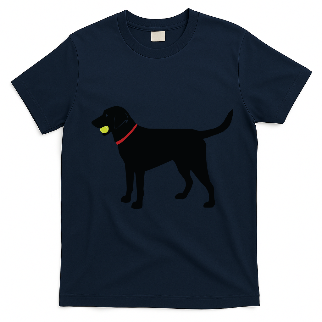 Labrador Retriever Fetch Black Lab Play Ball T-Shirt - Navy Blue