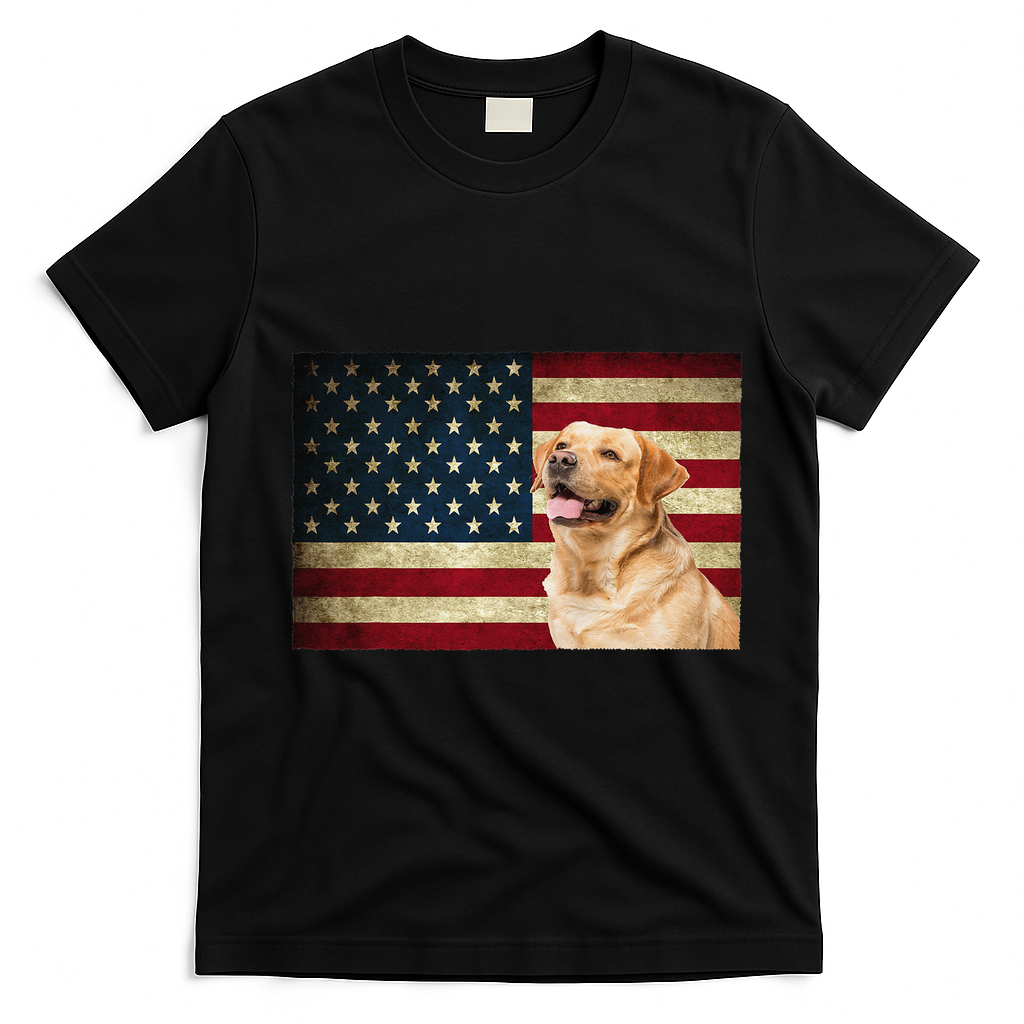 Labrador retriever gifts American Flag Lab dog T-Shirt - Black