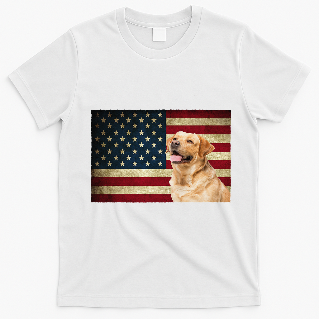 Labrador retriever gifts American Flag Lab dog T-Shirt - White
