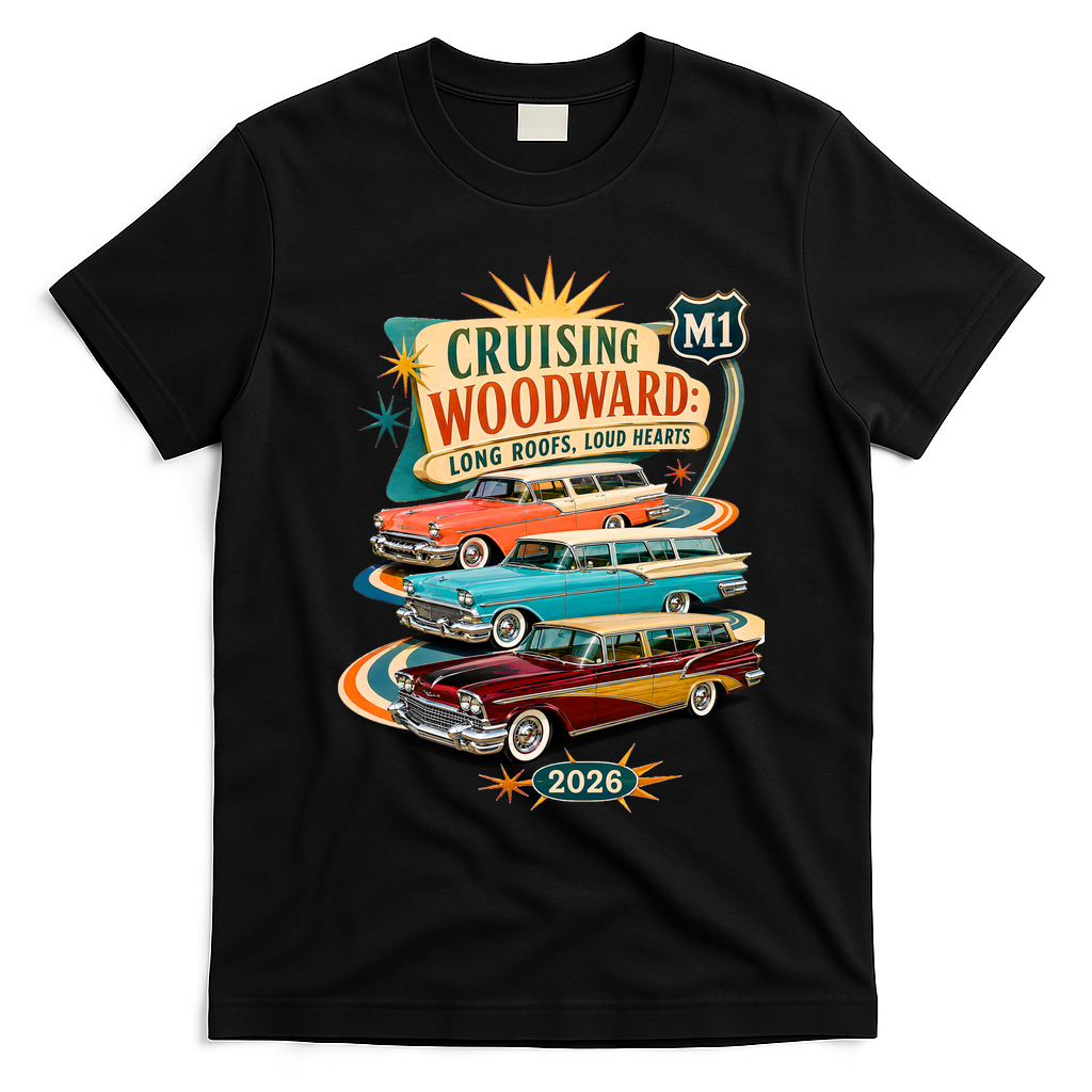 Long Roofs Loud Hearts Crusing Woodward 2026 M1 T-Shirt - Black
