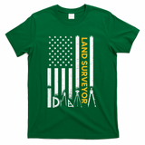 Land surveyor American Flag funny land surveyor T-Shirt - Green