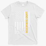 Land surveyor American Flag funny land surveyor T-Shirt - White