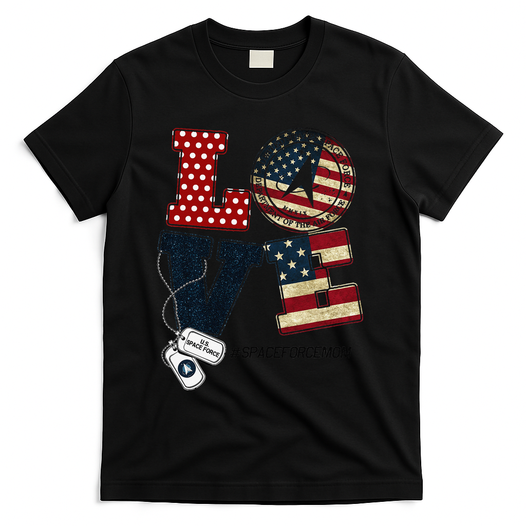 Love Space Force Mom Graduation Proud Space Force Mom T-Shirt - Black